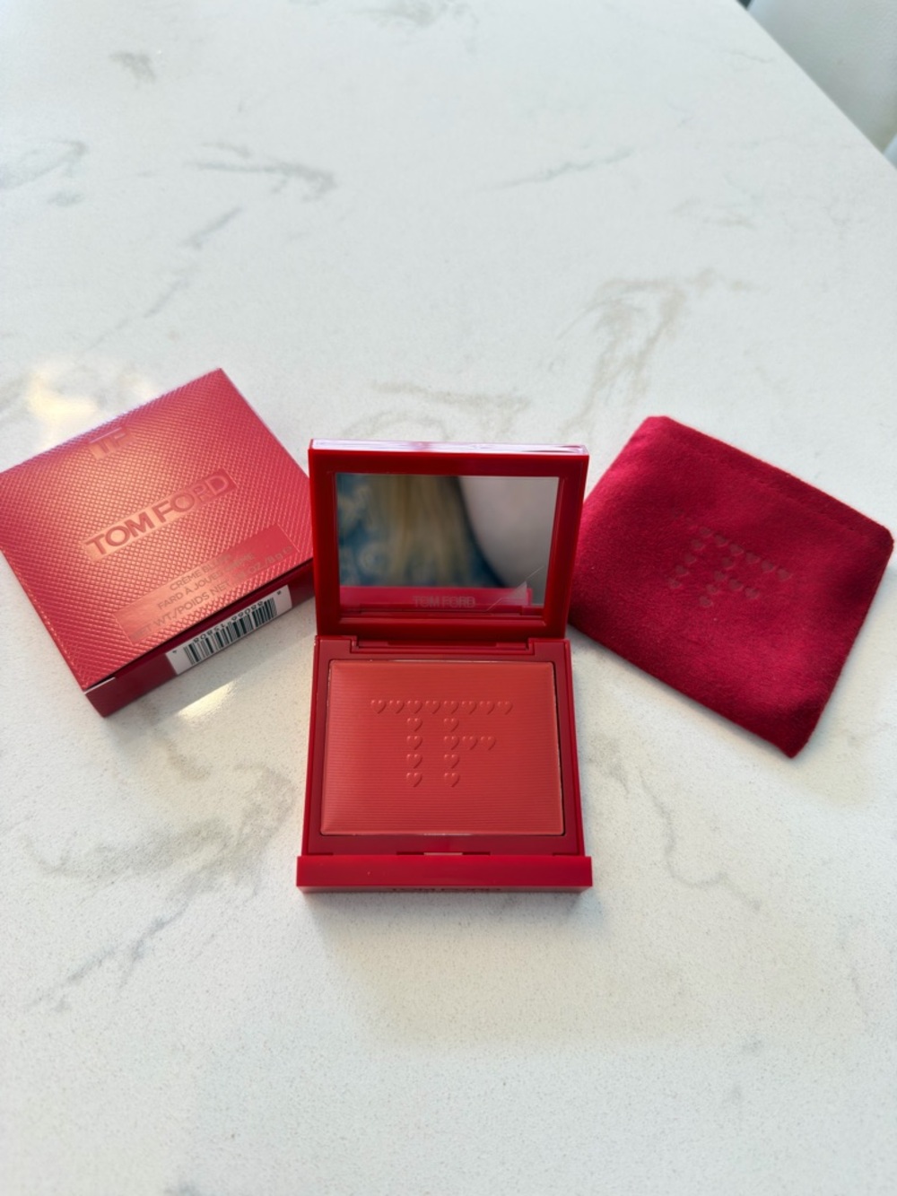 【Brand New】Tom Ford Limited Edition Cream Blush Red Compact w/ Mirror & Pouch